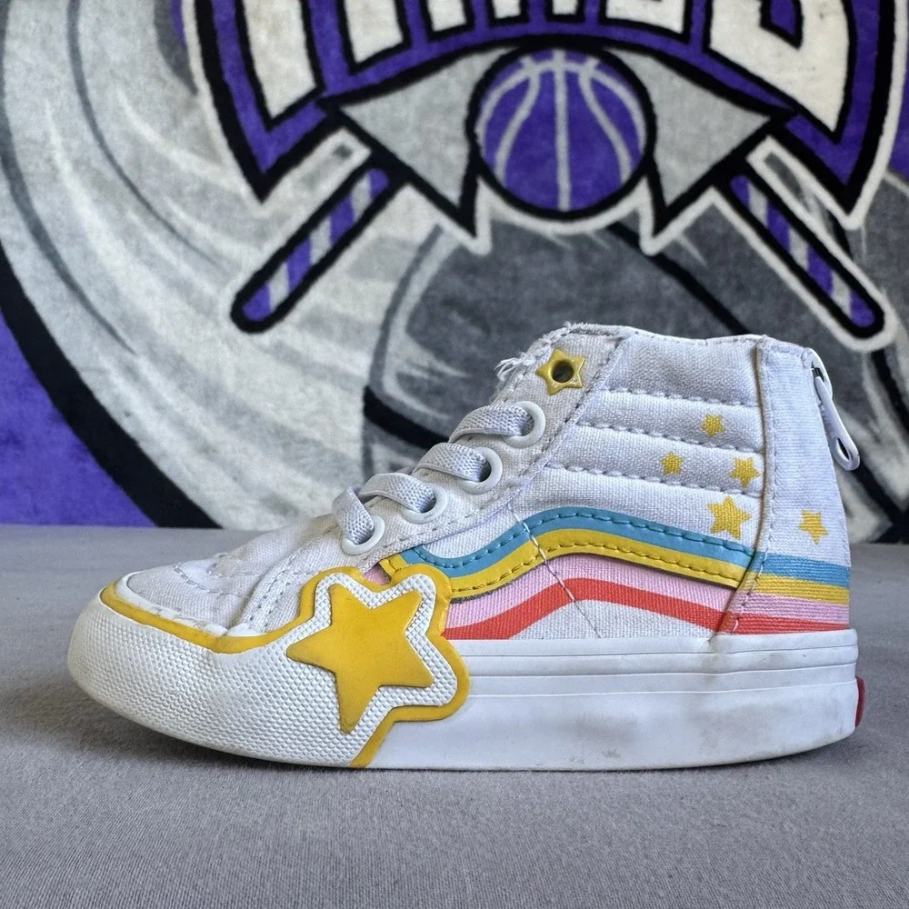 Size 7c - Vans Sk8 Hi Zip Rainbow Infant/Toddler Shoes